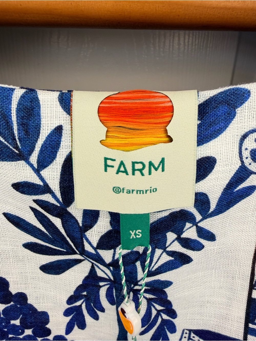 Farm Rio Ancient Garden Mini Dress Toucan Pagoda Linen Blend XS NWT - Picture 8 of 11